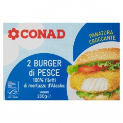 2 Burger di Filetti di Merluzzo - Conad 230gr (Surgelato)
